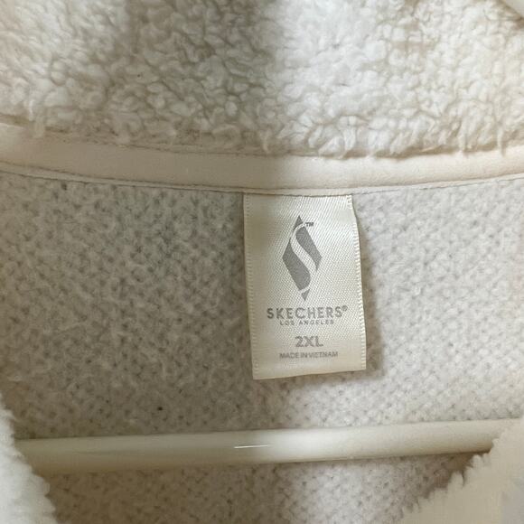 Skechers Womens Jeacket Downtime Sherpa Jacket Egret Size 2XL - Picture 3 of 12